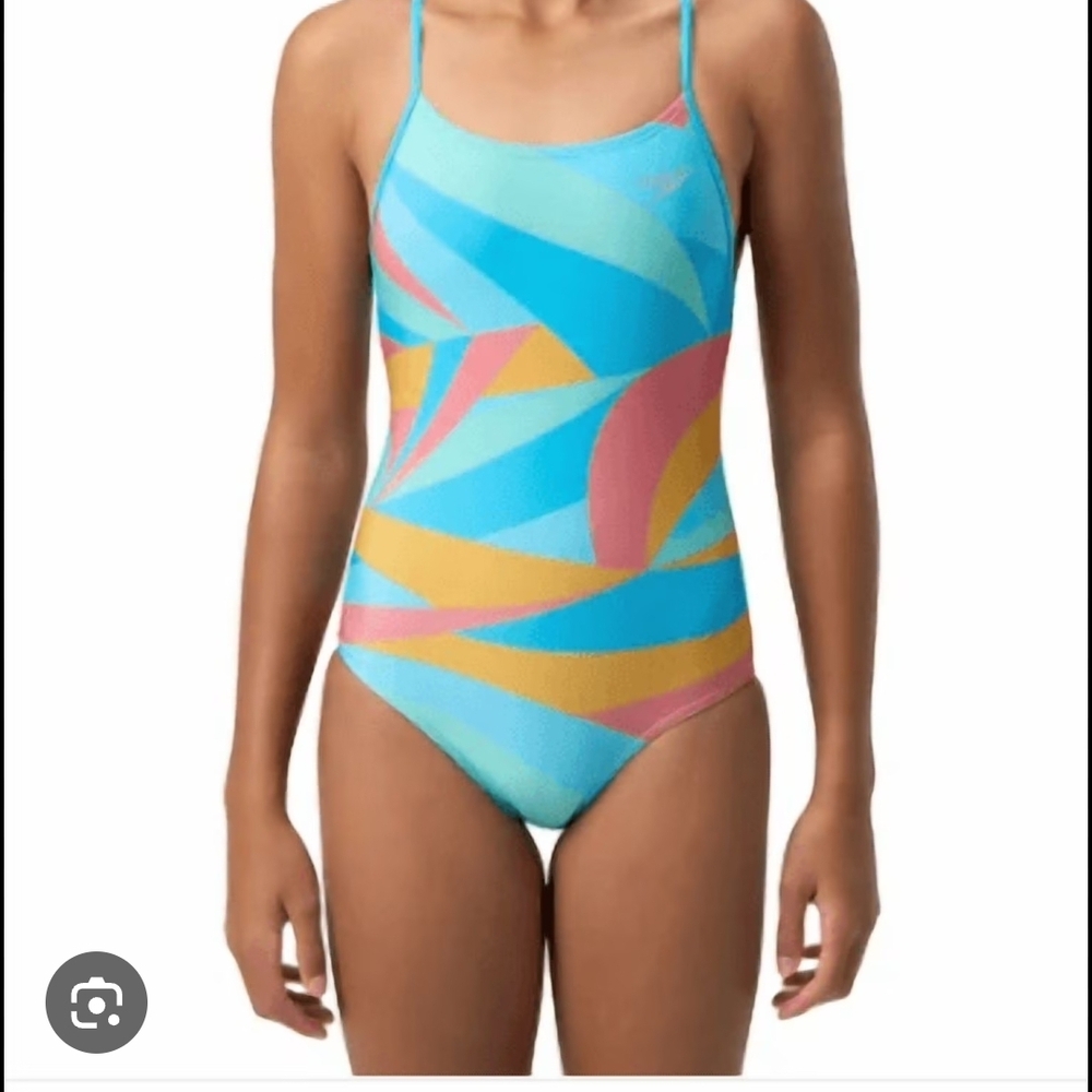 Speedo Girls Youth Multicolor Striped Swimsuit One piece Size Youth Xl